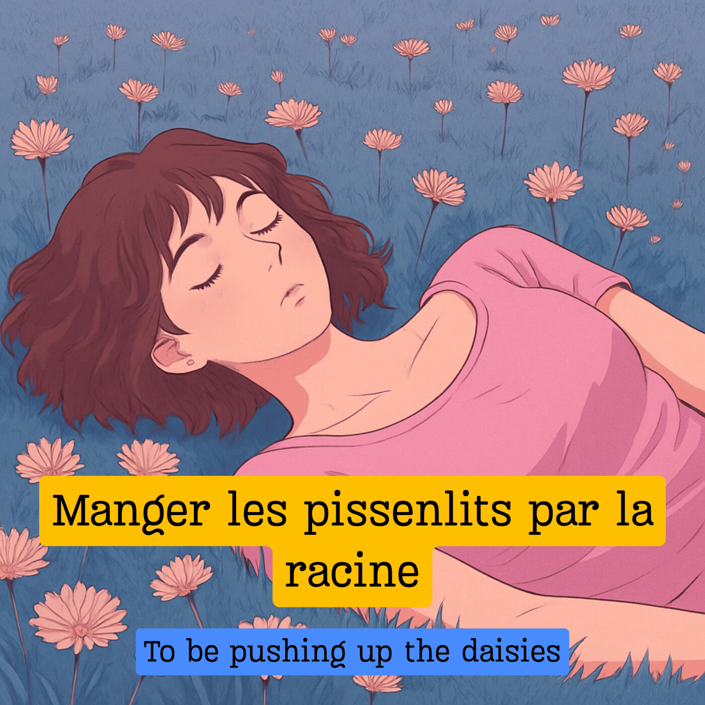 Expression française : "Manger les pissenlits par la racine"