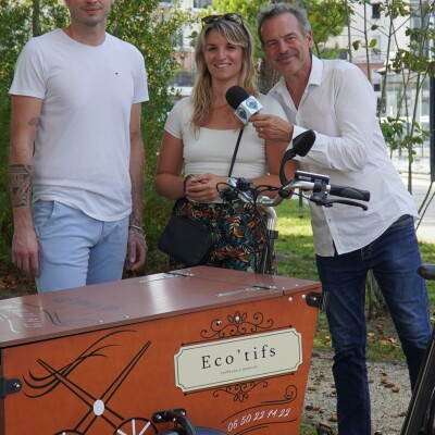 Julie Audiau (Eco' tifs) et Benjamin Moine (Patisserie Benjamin) nous présentent leurs activités et leurs triporteurs cover