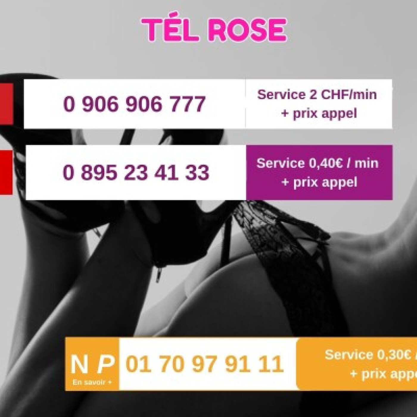 Tel Rose 0895 69 09 18 Numéro d\'Appel Sans CB & Sans Attente