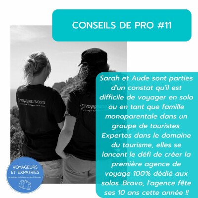 Conseils de Pro #11 - Sarah X Les Covoyageurs.com, l'agence 100% dédiée aux voyageurs solo cover