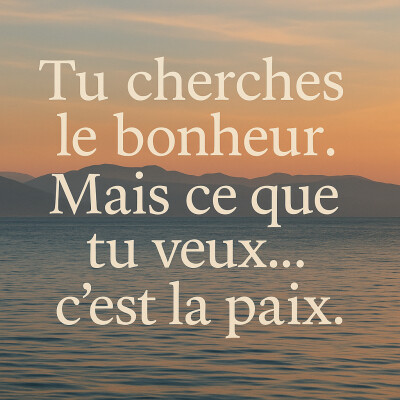 Tu cherches le bonheur. Mais ce que tu veux… c’est la paix. cover