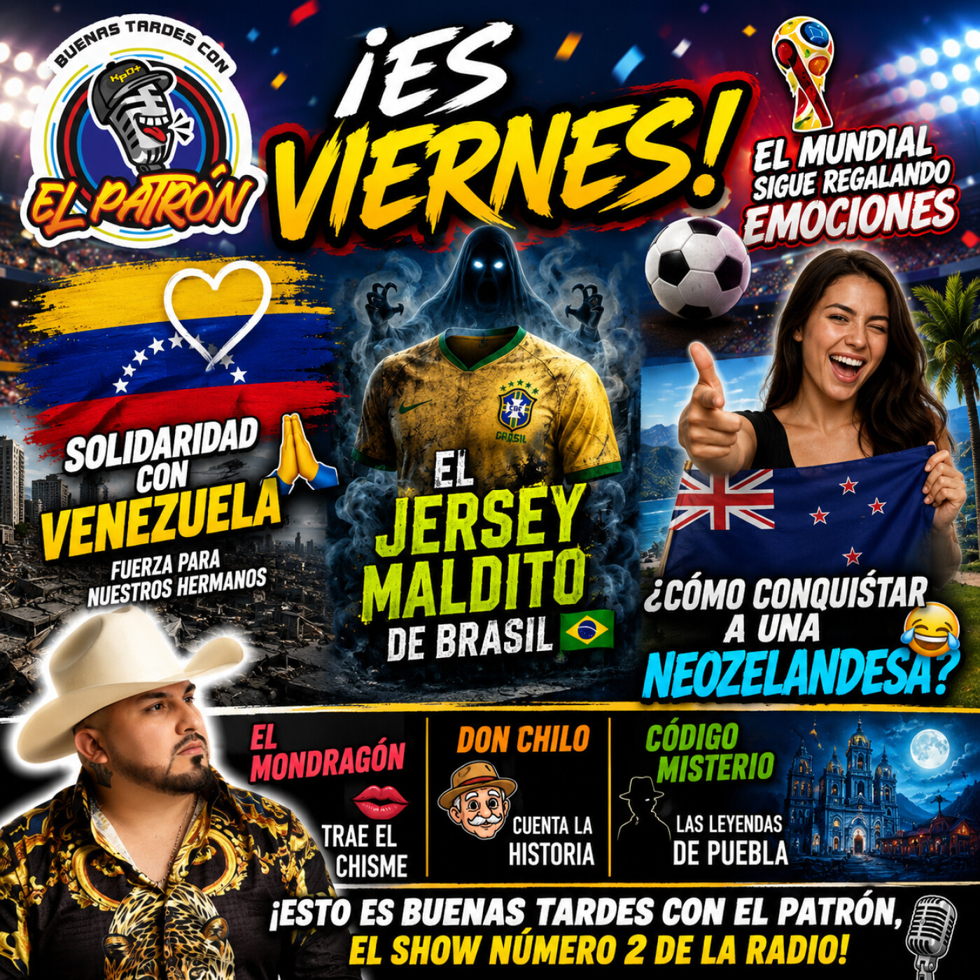 🎙️⚽ ¡Es viernes! Mundial, solidaridad con Venezuela 🇻🇪, el jersey maldito de Brasil 👻 y cómo conquistar a una neozelandesa 😂🇳🇿 episode artwork