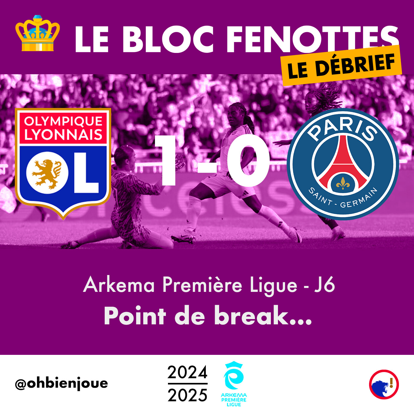 Le Bloc Fenottes - Le Débrief | OL Féminin - PSG (1-0) | Première Ligue 24-25 - J6 episode artwork