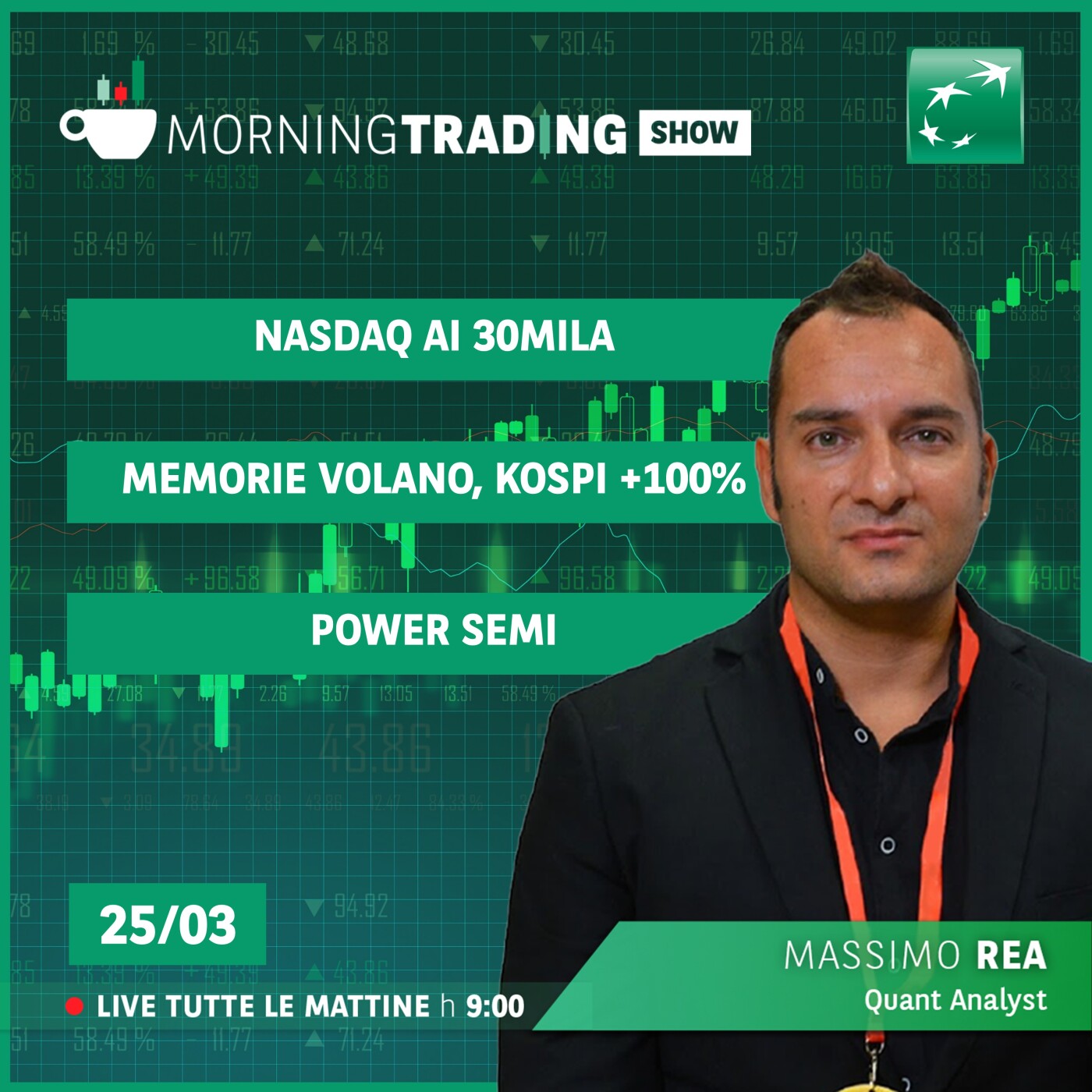 Nasdaq ai 30mila,  memorie volano, Kospi +100%, Power semi - Morning Trading Show episode artwork
