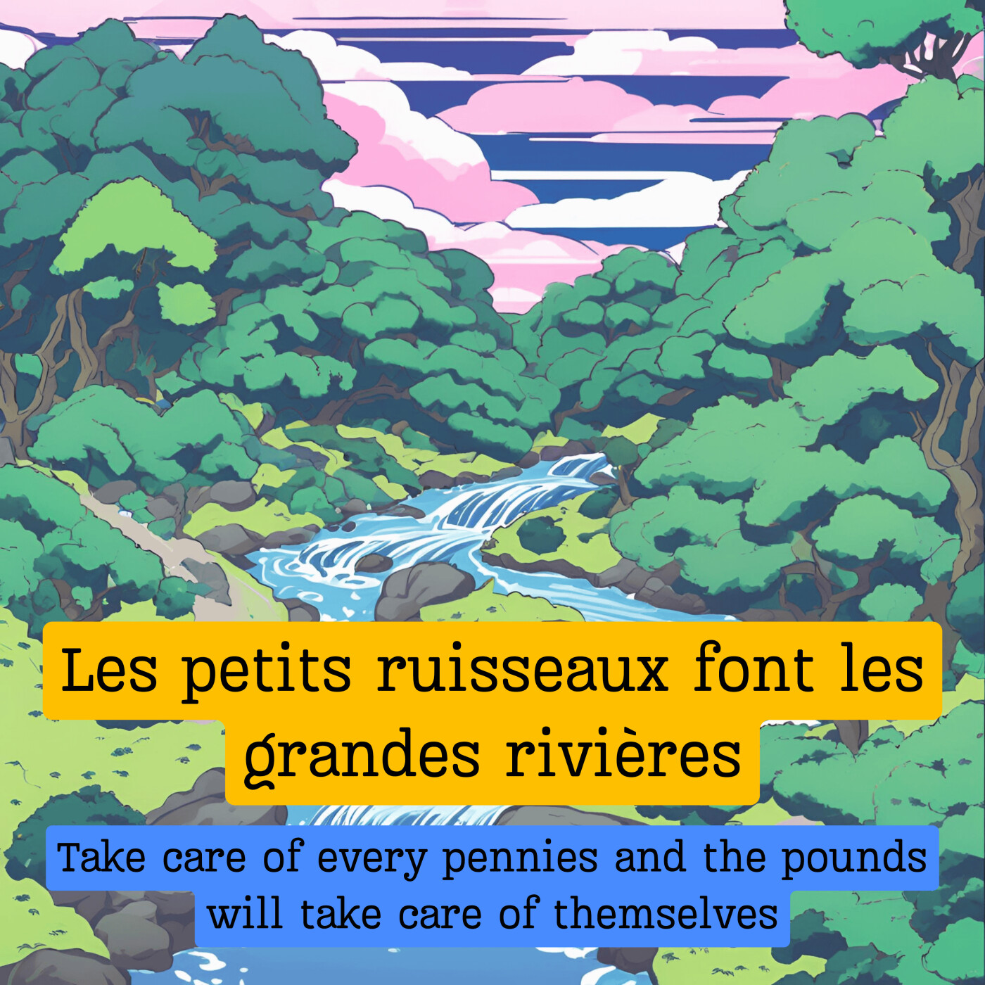 Expression française : "Les petits ruisseaux font les grandes rivières"