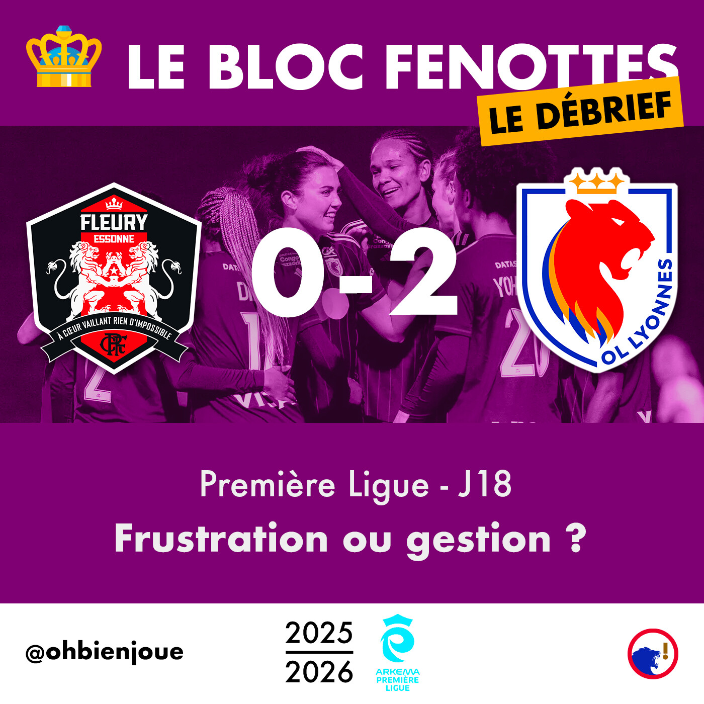 Le Bloc Fenottes - Le Débrief | Fleury - OL Lyonnes (0-2) | Première Ligue 25-26 - J18 episode artwork