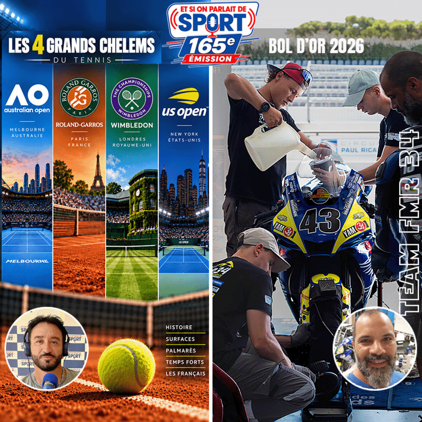Emission N°165 - Tennis - Les Grands Chelems et Moto - Le Bol d'or episode artwork