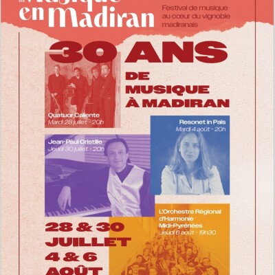 30° FESTIVAL MUSIQUE EN MADIRAN : 4 concerts les 28 et 30 juillet , 4 et 6 août 2026 cover