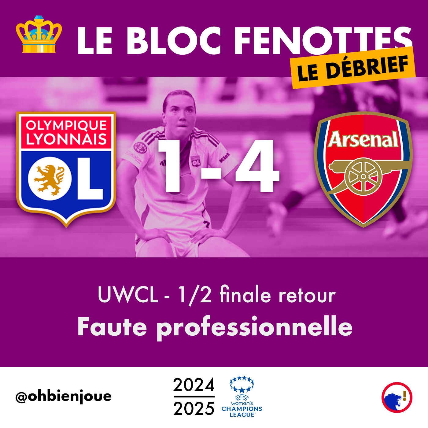 Le Bloc Fenottes - Le Débrief | OL Féminin - Arsenal (1-4) | UEFA Women's Champions League 24-25 - Demi-finale retour episode artwork