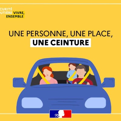 "Une personne, une place, une ceinture !" cover