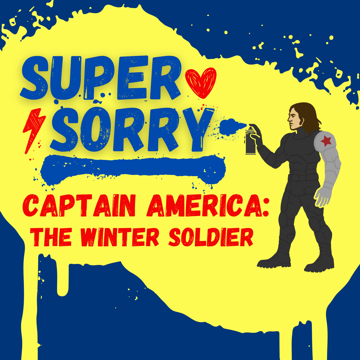 Super Sorry takes on Captain America: The Winter Soldier – a fun film review of Marvel superhero apologies episode artwork