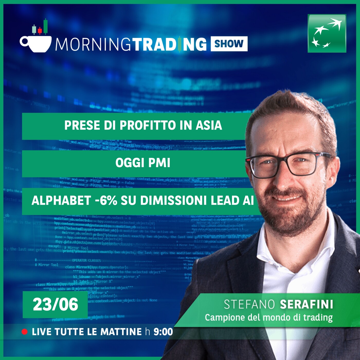 Prese di profitto in Asia, oggi PMI, Alphabet -6% su dimissioni lead AI - Morning Trading Show episode artwork