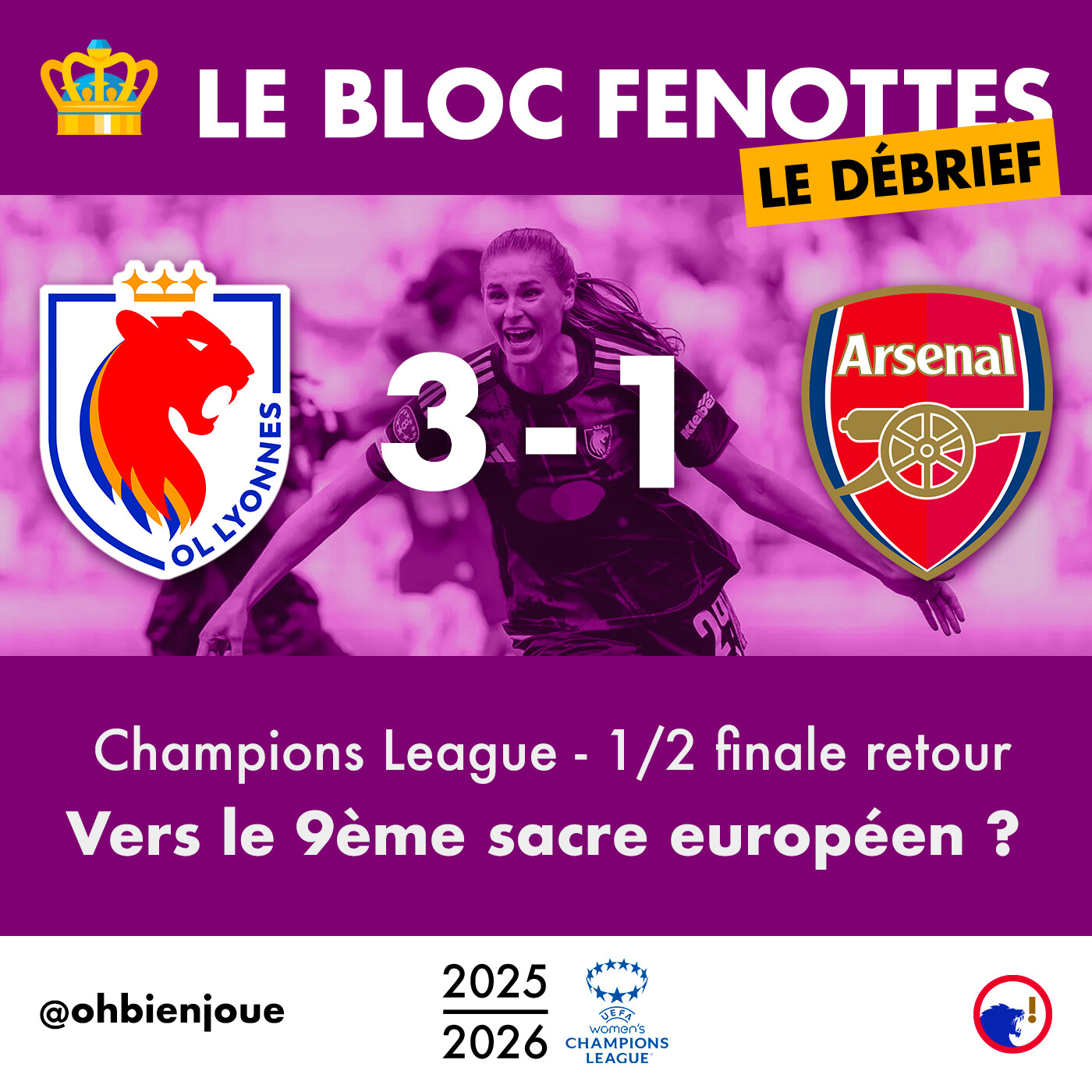Le Bloc Fenottes - Le Débrief | OL Lyonnes - Arsenal (2-1) | UEFA Women's Champions League 25-26 - Demi-finale retour episode artwork