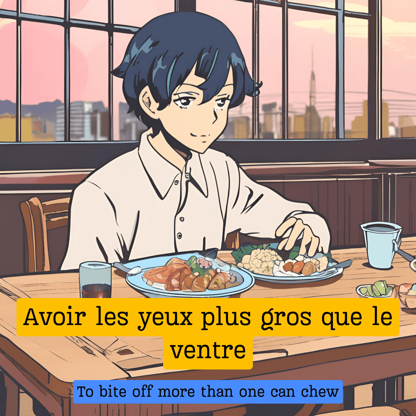 Expression française : "Avoir les yeux plus gros que le ventre"
