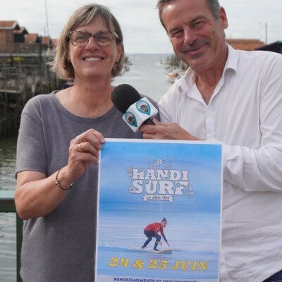 Carole Combecave, la Présidente de M en Rouge nous présente son association ainsi que le week-end Handi-Surf cover