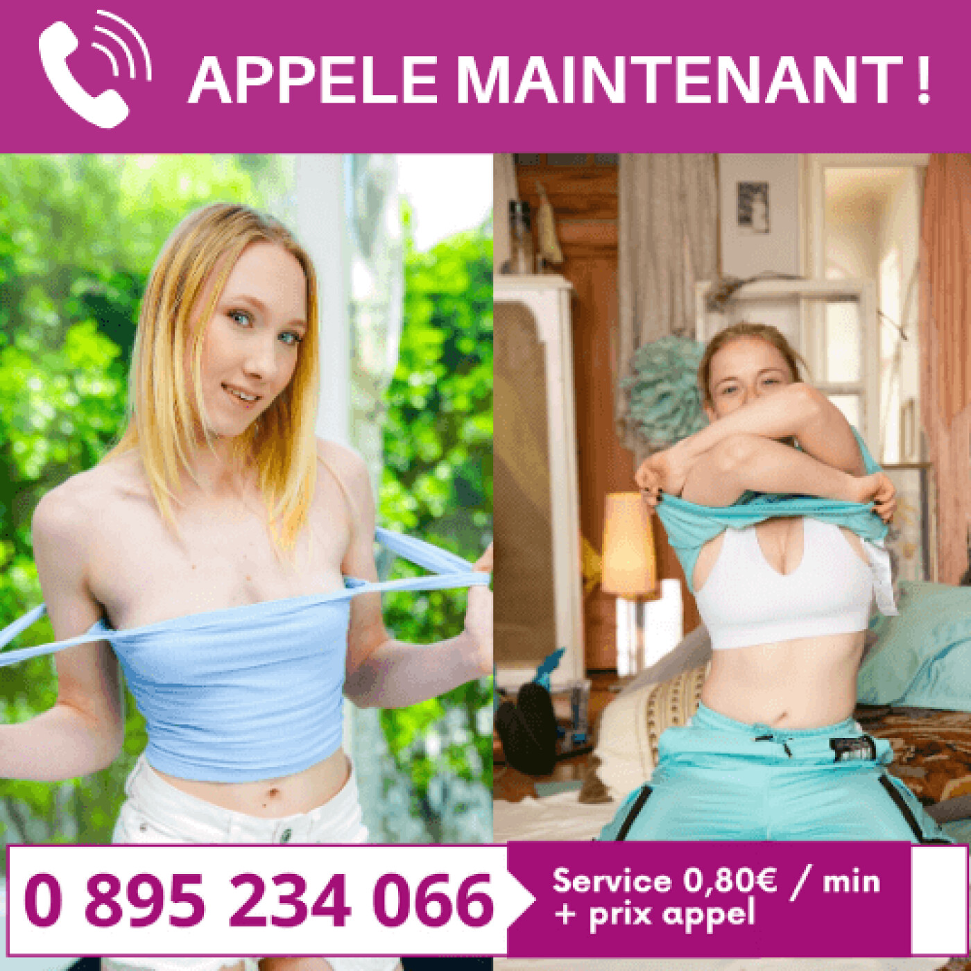 Sexe téléphonique au 0895 234 066  (ouvert 24/24 & 7j/7)