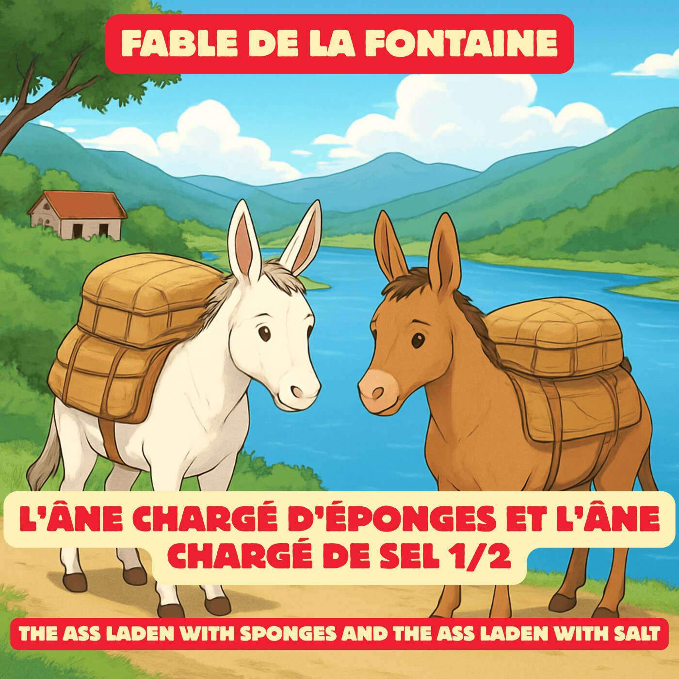 Fable de la Fontaine - L'âne chargé d'éponge et l'âne chargé de sel - 1/2