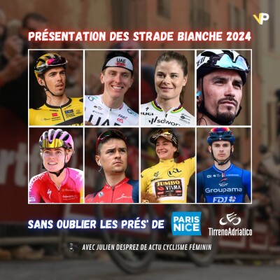 Vélo Podcast n°64 : présentation des Strade Bianche 2024 + Paris-Nice et Tirreno Adriatico cover