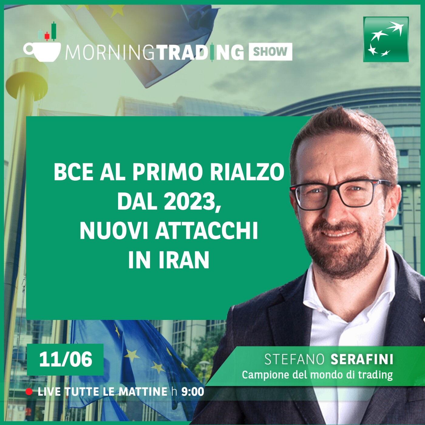 BCE al primo rialzo dal 2023, nuovi attacchi in Iran - Morning Trading Show episode artwork