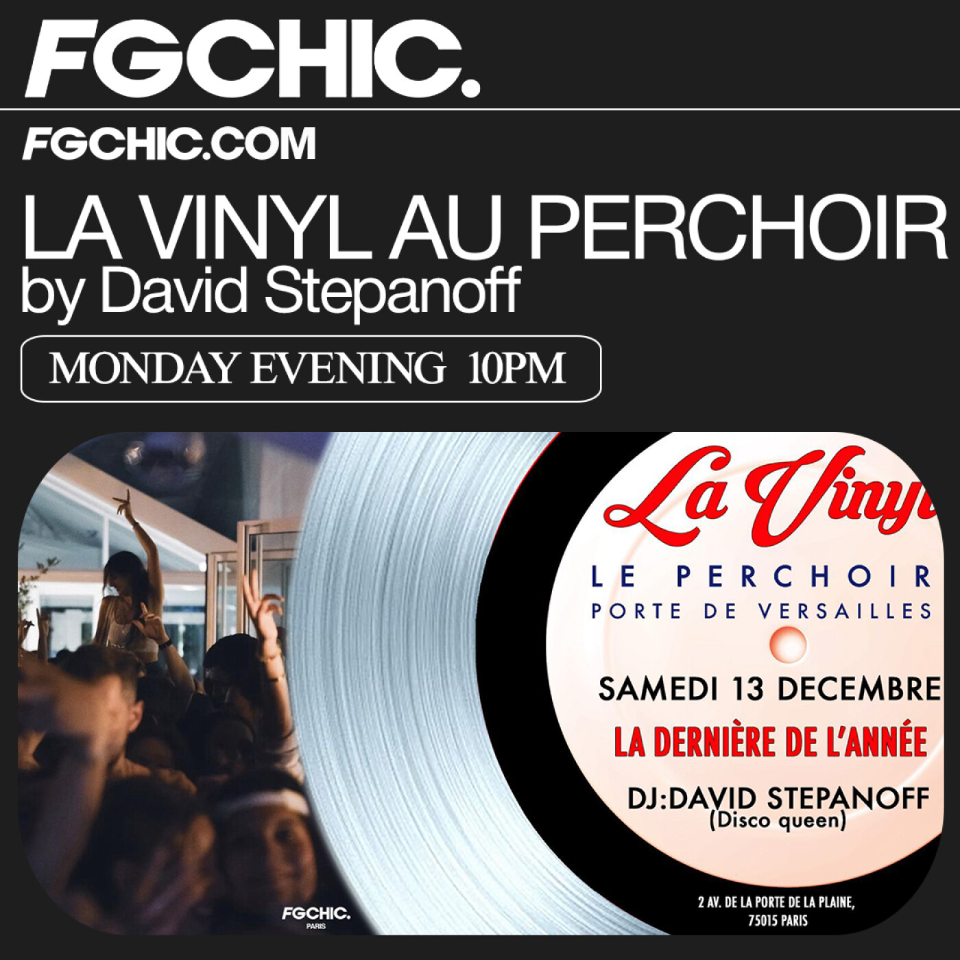 FG CHIC INVITE : LA VINYL AU PERCHOIR BY DAVID STEPANOFF