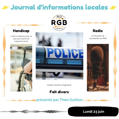 Journal du lundi 23 juin 2025 - Radio RGB 99.2 cover