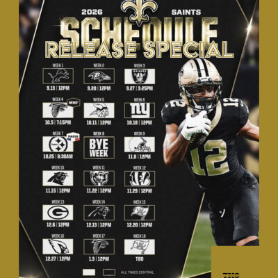 The New Orleans Saints 2026 Season Schedule Release Special cover