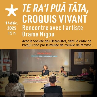Les rendez-vous du salon de lecture : " Te ra‘i puā tāta, croquis vivant" avec l'artiste Orama Nigou cover