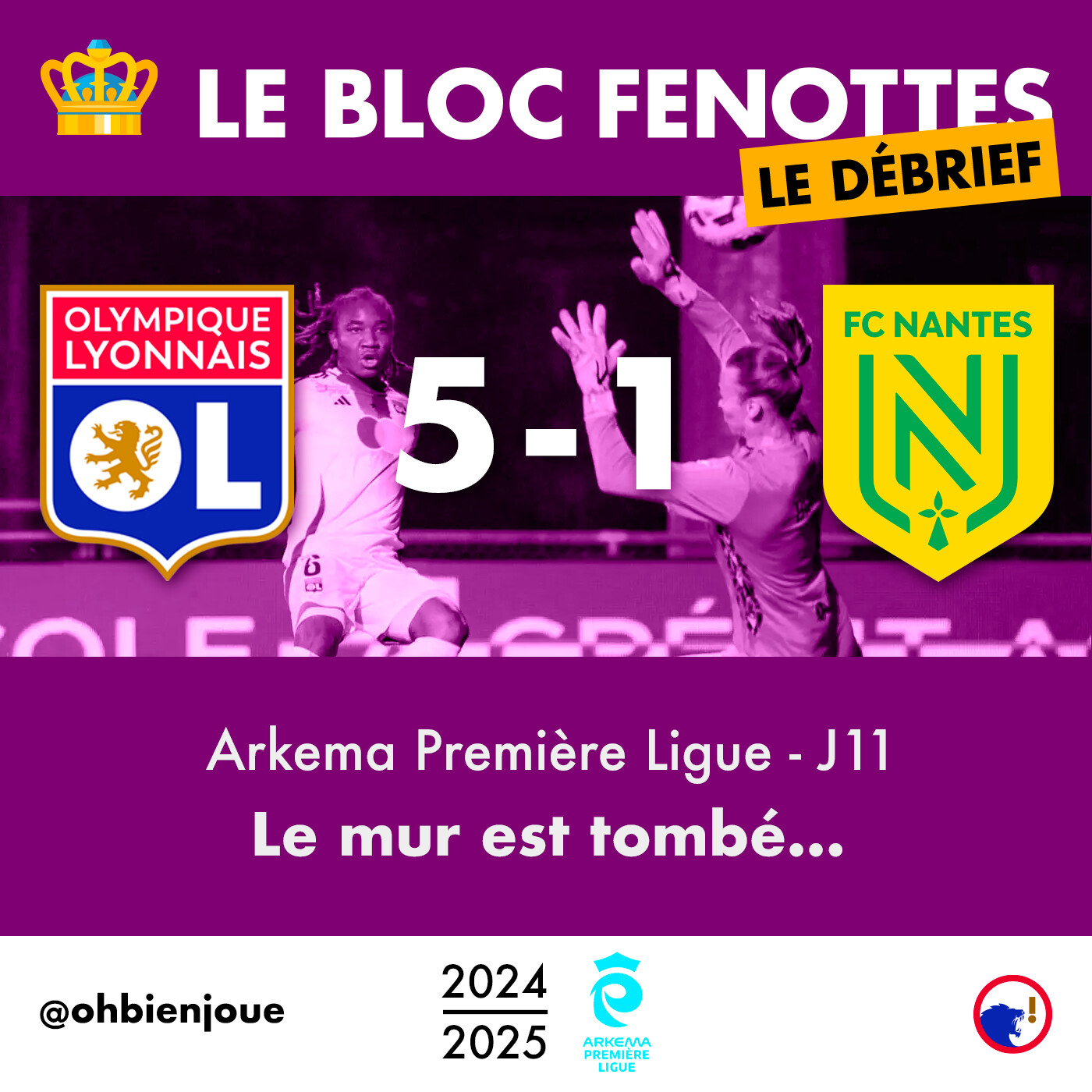 Le Bloc Fenottes - Le Débrief | OL Féminin - FC Nantes (5-1) | Première Ligue 24-25 - J11 episode artwork