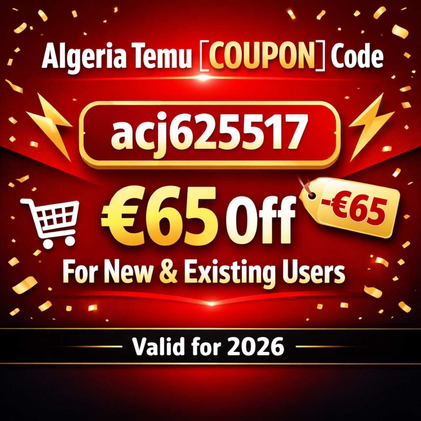 Algeria Temu ⌈COUPON⌋ Code " acj625517 " ⟮ €65 Off ⟯ For New & Existing Users