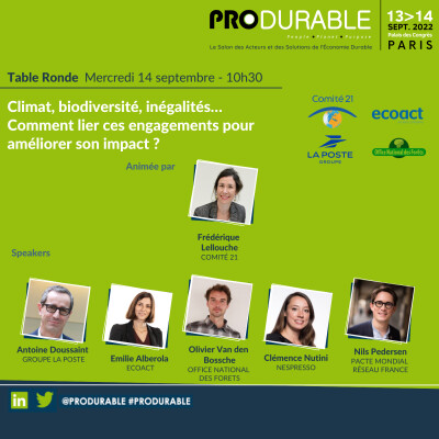 Table Ronde - Climat, biodiversité, inégalités… Comment lier ces engagements pour améliorer son impact ? cover
