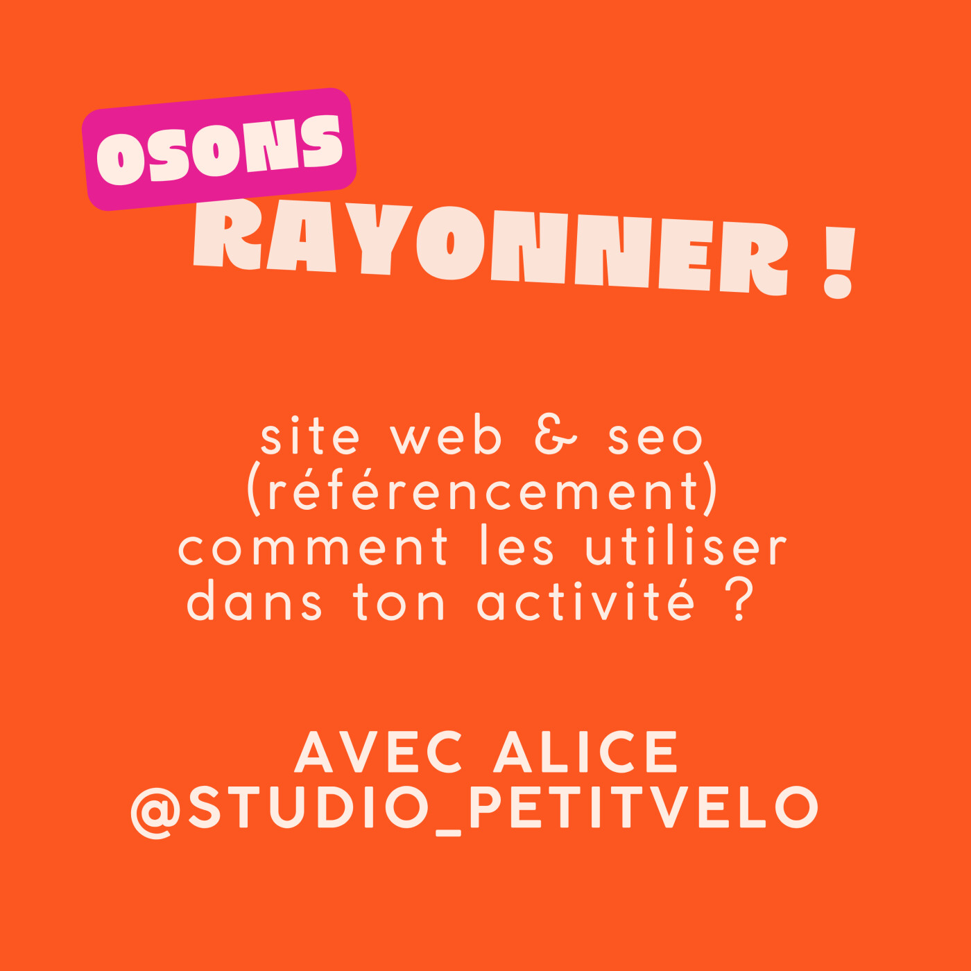FOCUS THÉMATIQUE : site web & seo (référencement) comment les utiliser dans ton activité ? avec Alice @studio_petitvelo