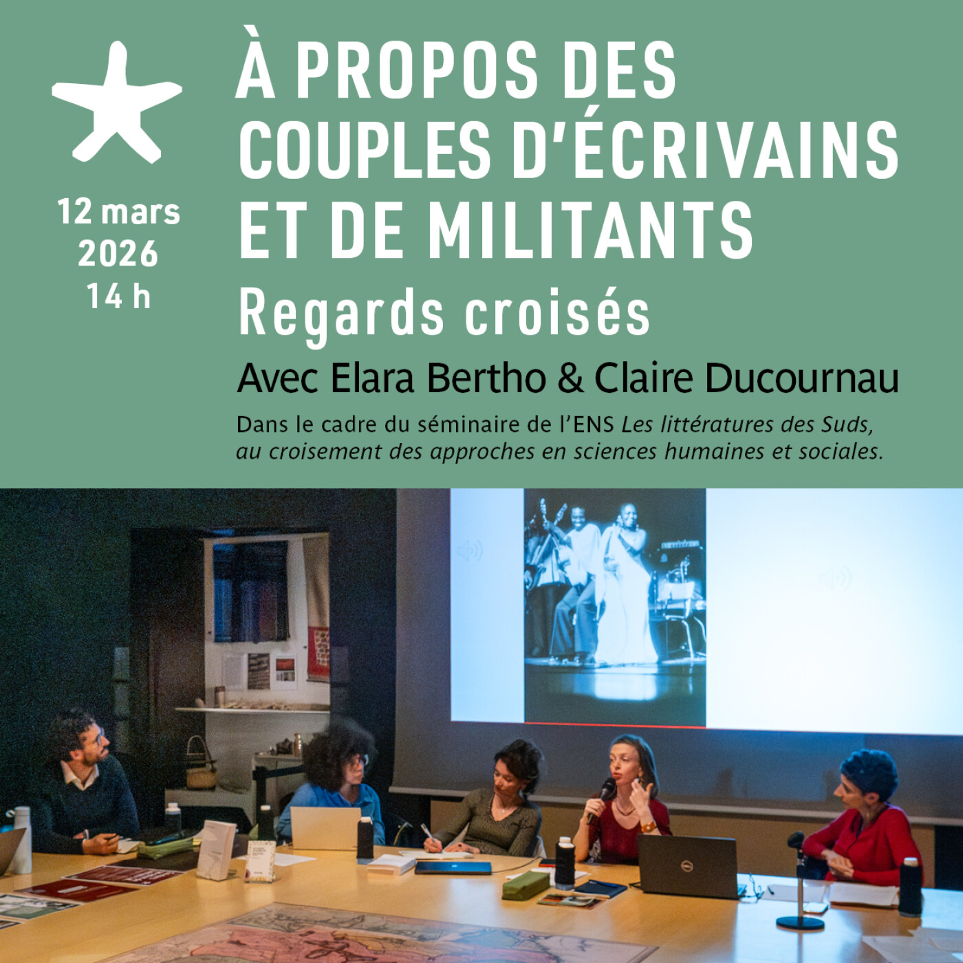 Les rendez-vous du salon de lecture - "À propos des couples d'écrivains et de militants - regards croisés"  avec E. Bertho et C. Ducournau
