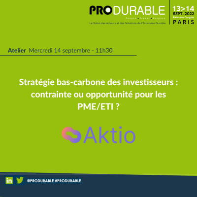 Aktio - Stratégie bas-carbone des investisseurs : contrainte ou opportunité pour les PME/ETI ? cover