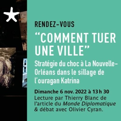 Les rendez-vous du salon de lecture - Cycle "Les plateaux diplomatiques" : "Comment tuer une ville", avec Olivier Cyran et Thierry Blanc cover
