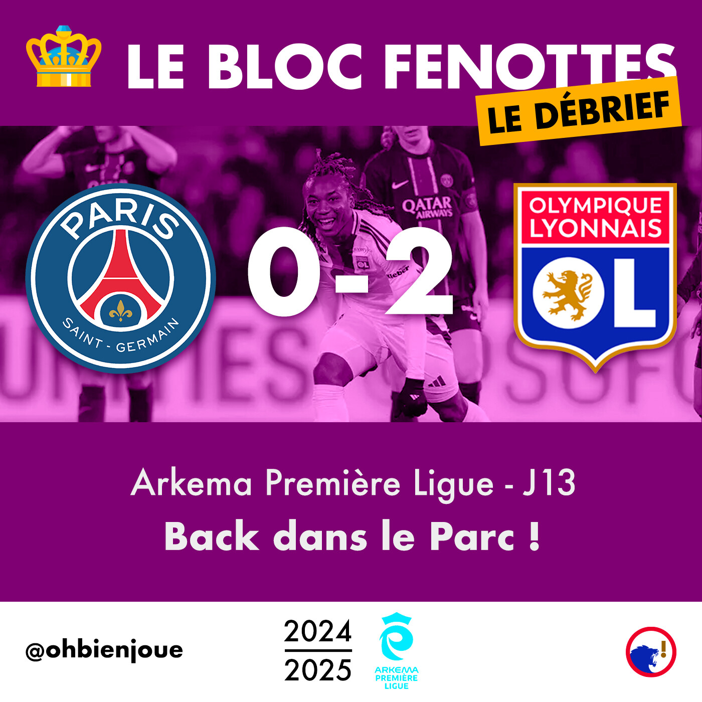 Le Bloc Fenottes - Le Débrief | PSG - OL Féminin (0-2) | Première Ligue 24-25 - J13 episode artwork