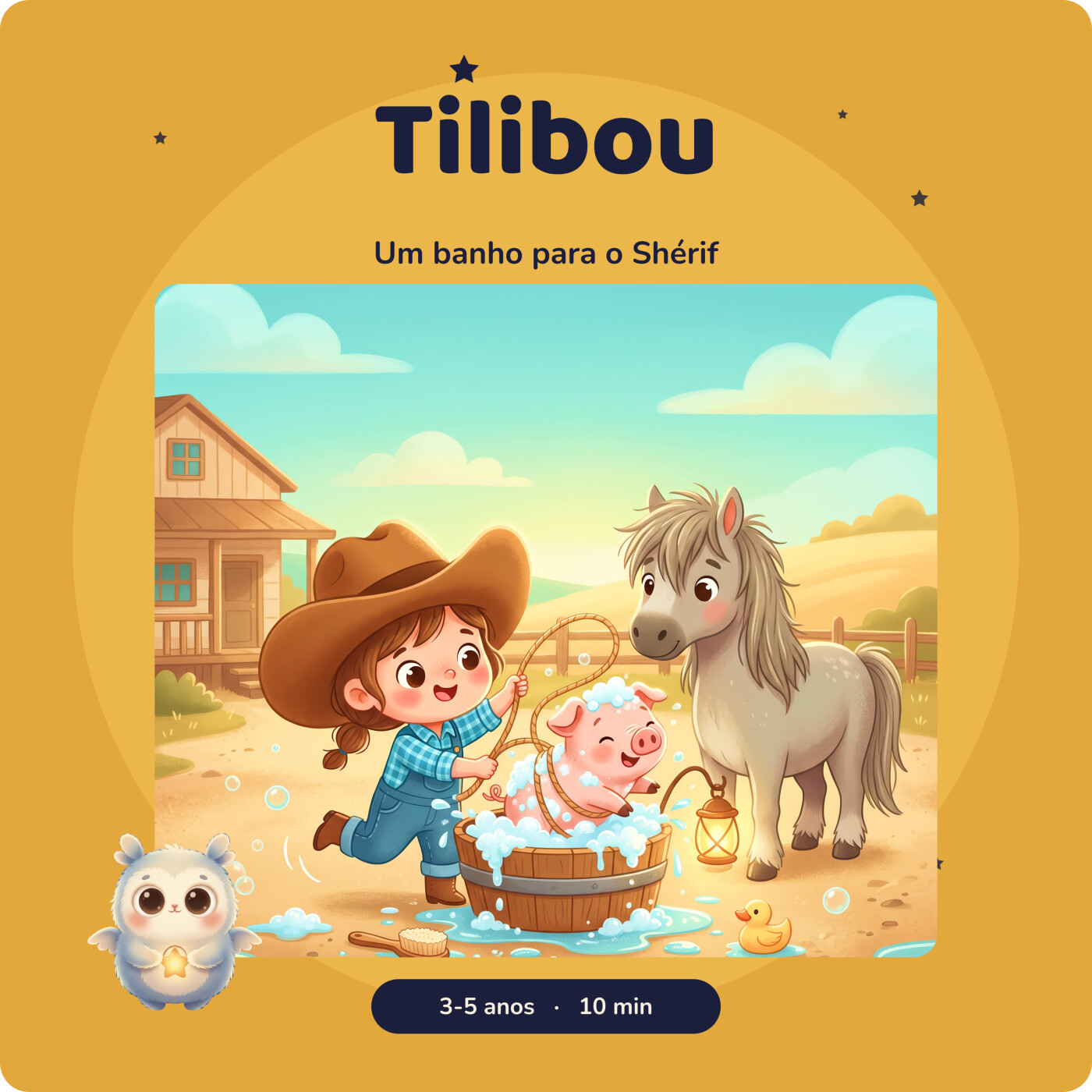 Cassie · Um banho para o Shérif · história para criança que não quer tomar banho · podcast Tilibou · podcast infantil