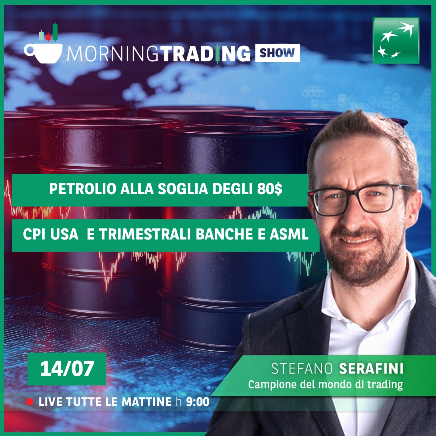 Petrolio alla soglia degli 80$, CPI usa e trimestrali banche e ASML - Morning Trading Show episode artwork