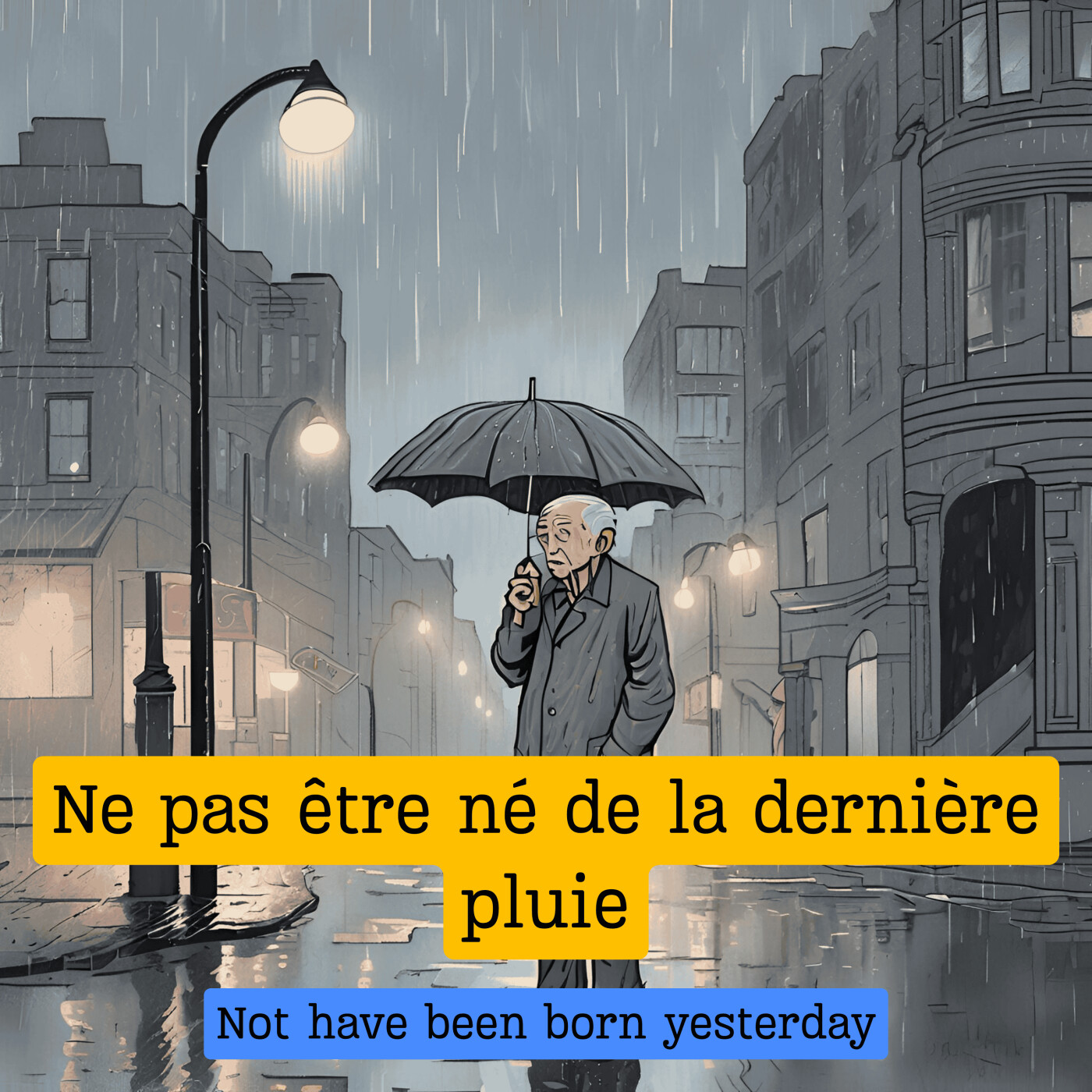 Expression française : "Ne pas être né de la dernière pluie"