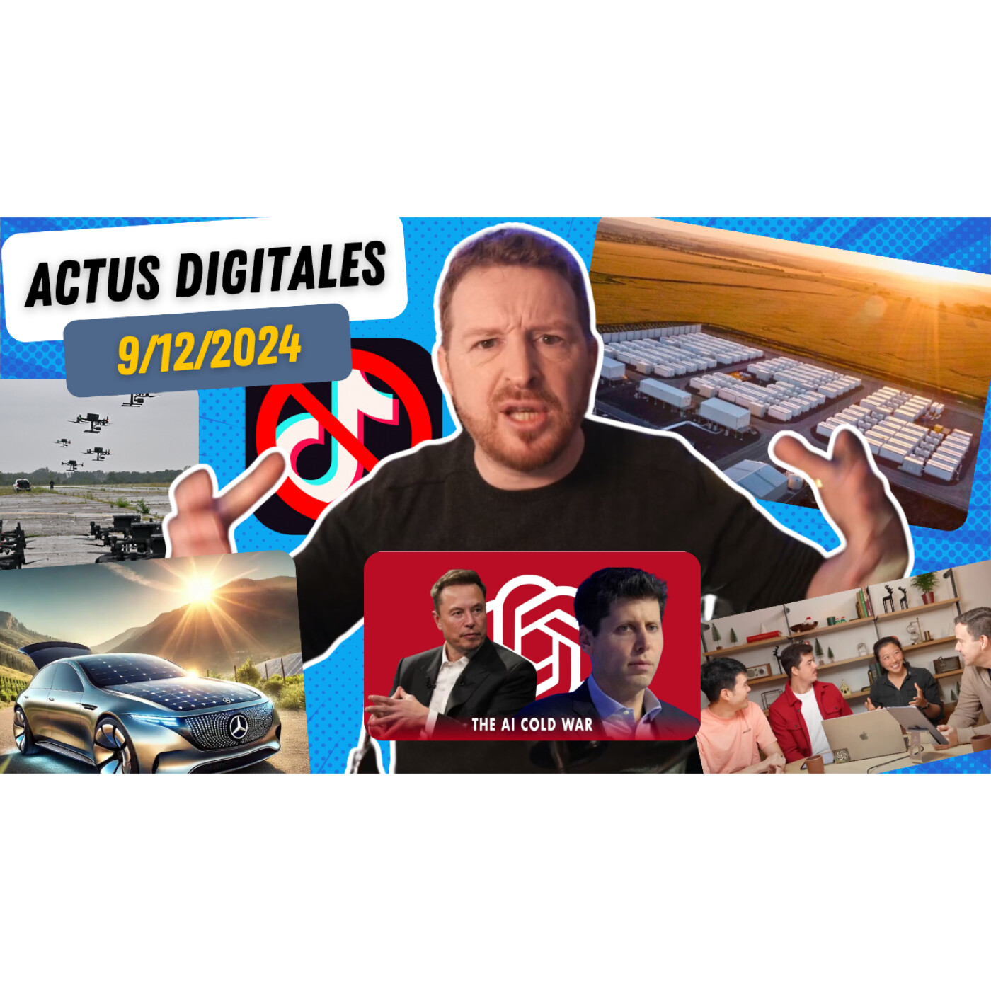 TikTok K.O., Musk attaque OpenAI, drones militaires, Tesla et Mercedes révolutionne l'énergie, o1 episode artwork