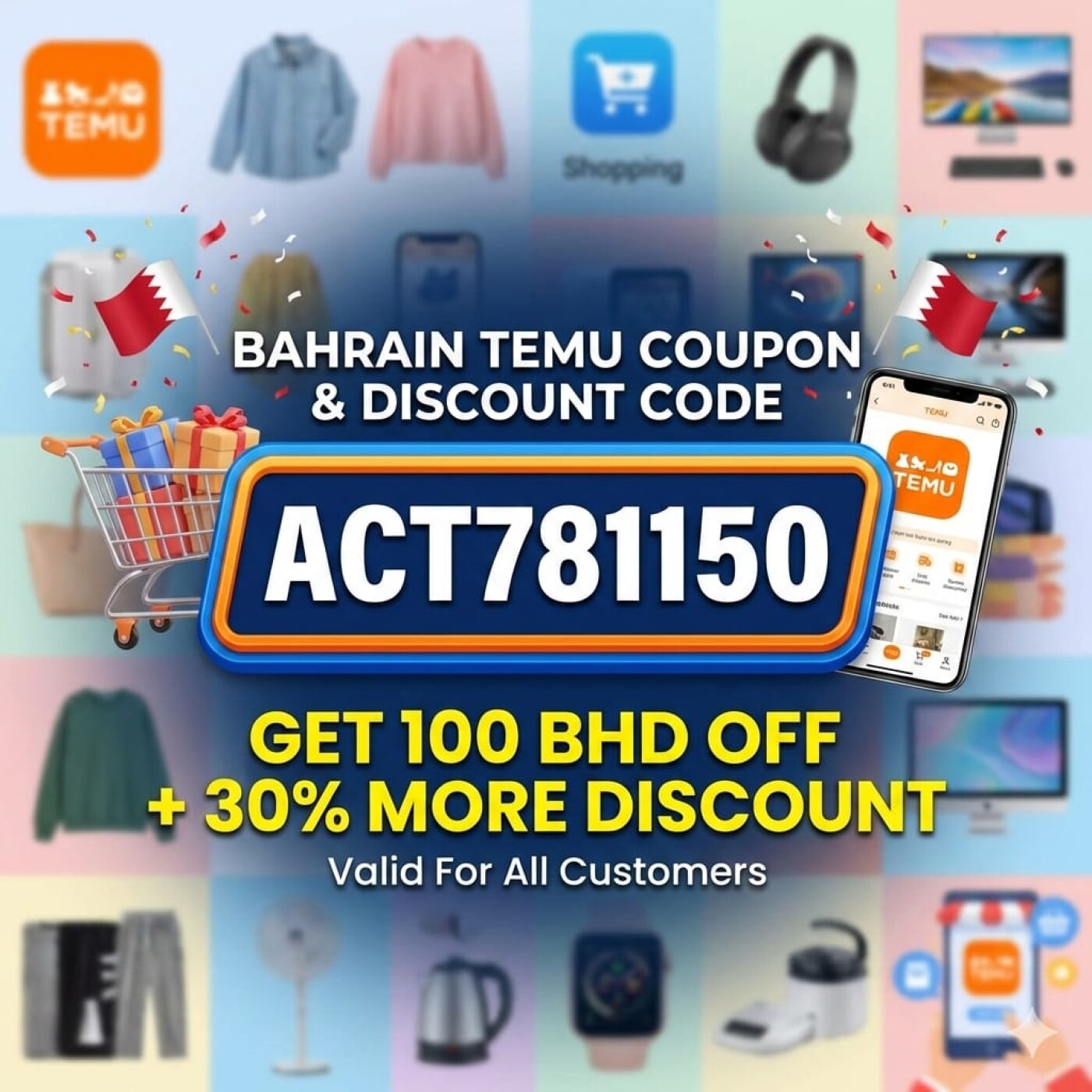 NEW ¶°Bahrain ⪩ Temu Coupon Code [act781150] 100 BHD Off For New & Existing Users cover art