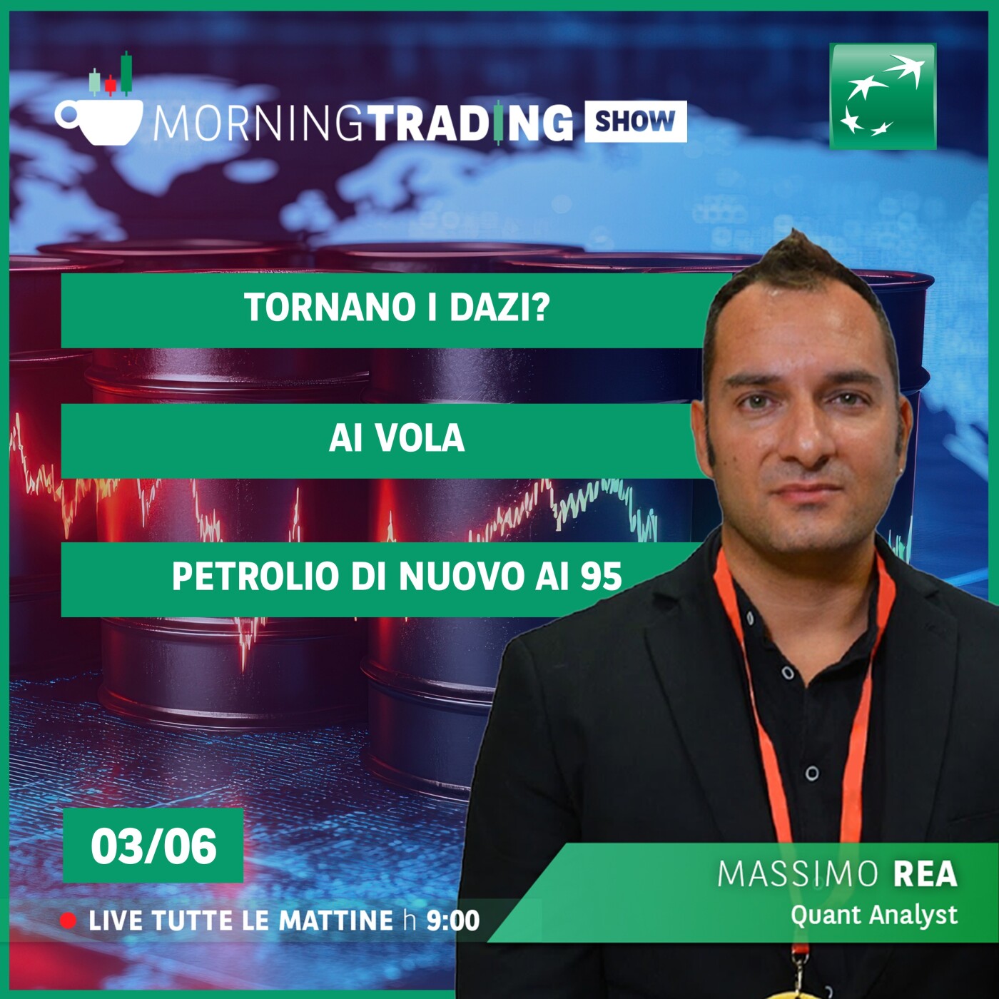 Tornano i Dazi? AI vola, petrolio di nuovo ai 95 - Morning Trading Show episode artwork