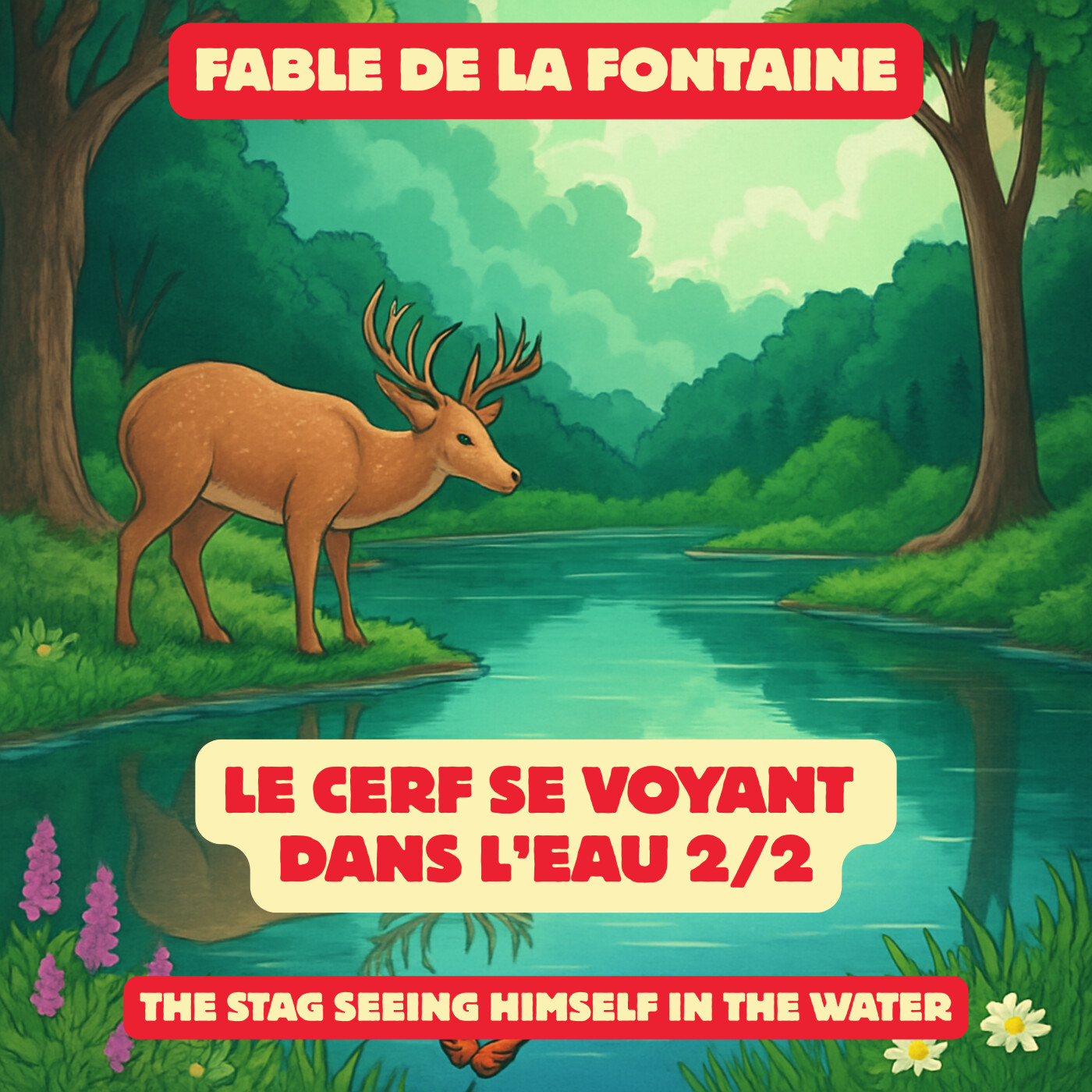 Fable de la Fontaine - Le cerf se voyant dans l'eau 2/2