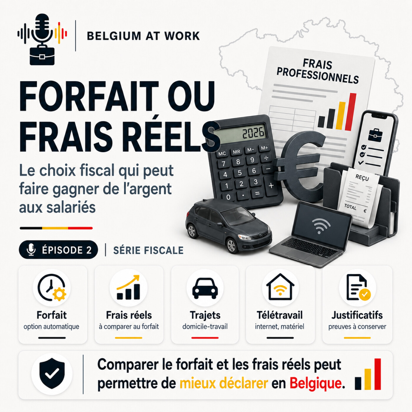 Déclaration fiscale en Belgique : forfait ou frais réels ? (2/5) episode artwork