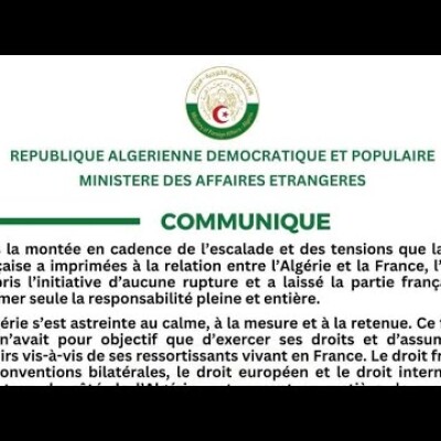 L’Algérie rejette l’ultimatum de la France et lance de graves accusations contre ses dirigeants cover