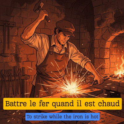 Expression française : "Battre le fer quand il est chaud" et la BD Percevan cover