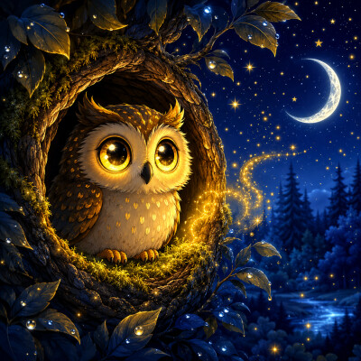 Histoire pour enfant : apprivoiser la peur du noir et s'endormir | Le petit hibou aux yeux d'or cover